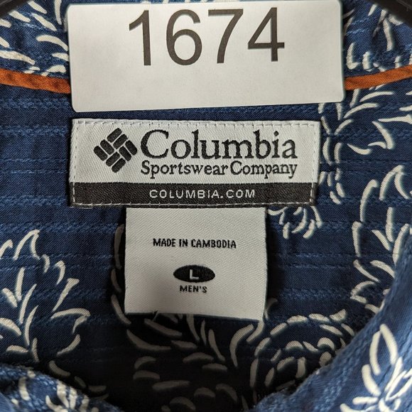 Columbia* Men's Short Sleeve Button Down Curved Hem Chest Pocket Shirt~ Large - Picture 3 of 10